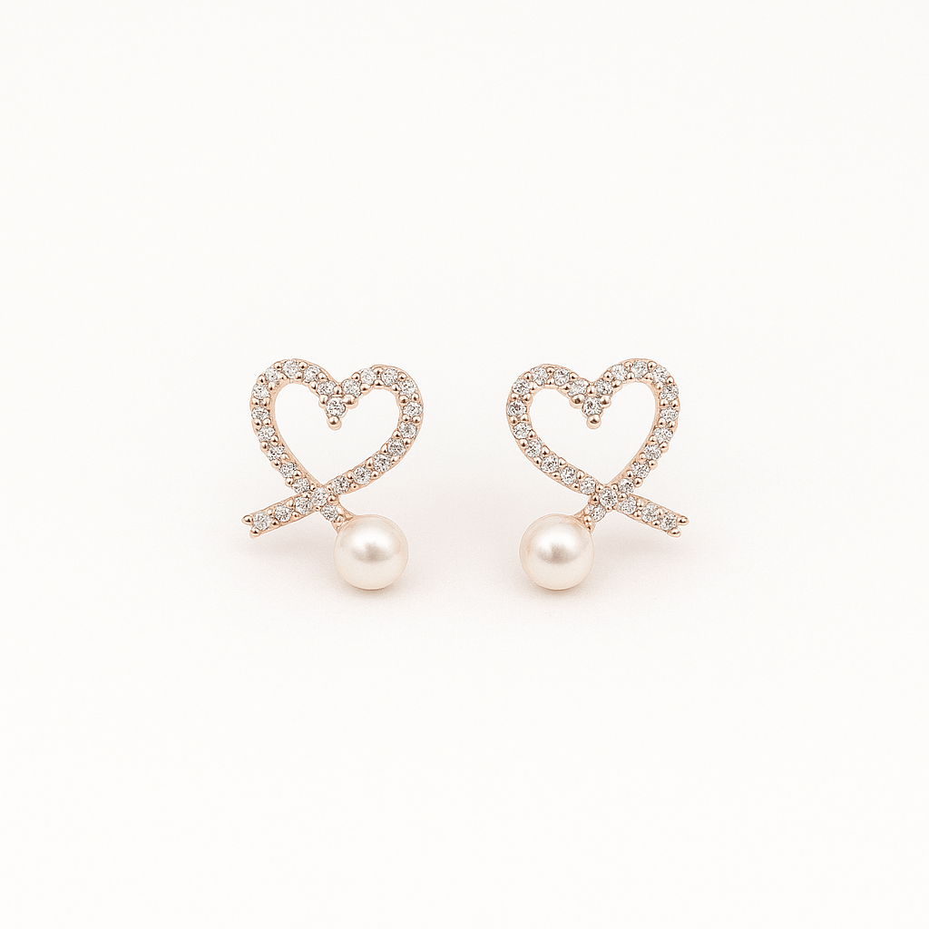 Rose Gold Designer Stud Earrings - Navya Jewelry