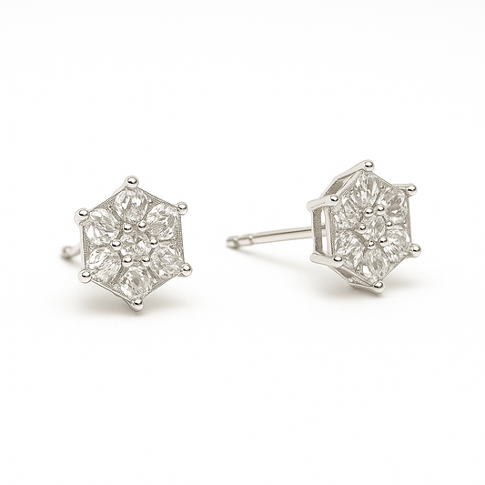 Hexagon Crystal Stud Earrings - Navya Jewelry