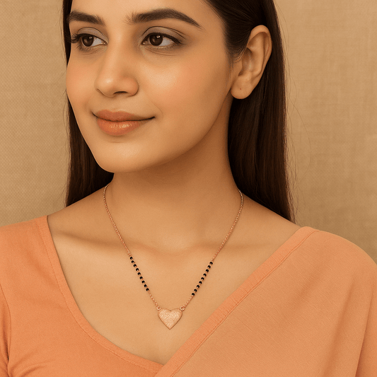 Elegant Rose Gold Mangalsutra for Women | Daily Wear CZ Diamond Mangalsutra Pendant with Black Beads | Stylish Fashion Jewelry for Gifting & Special Occasions - Navya Jewelry