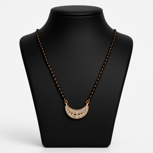 Rose Gold Mangalsutra with Black beads - Navya Jewelry