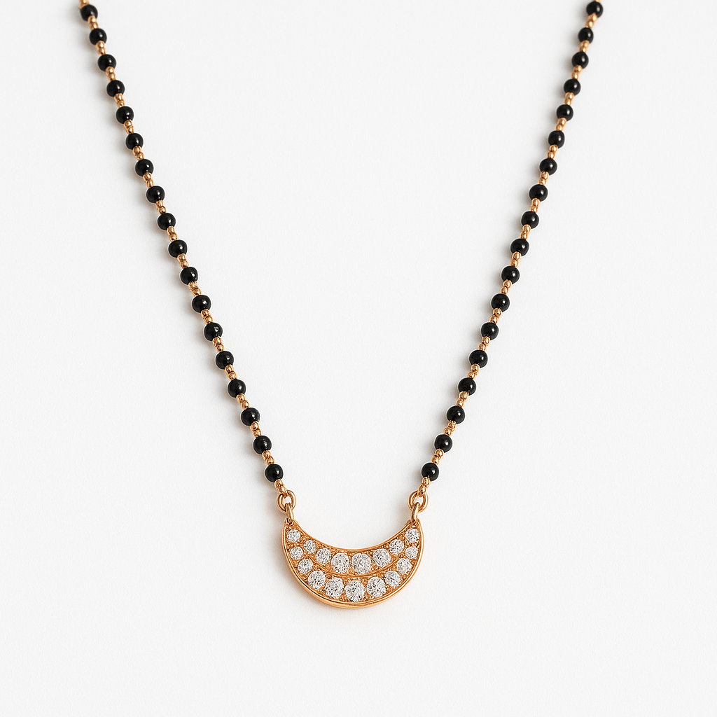 Rose Gold Mangalsutra with Black beads - Navya Jewelry