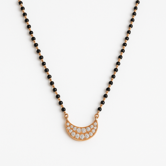 Rose Gold Mangalsutra with Black beads - Navya Jewelry