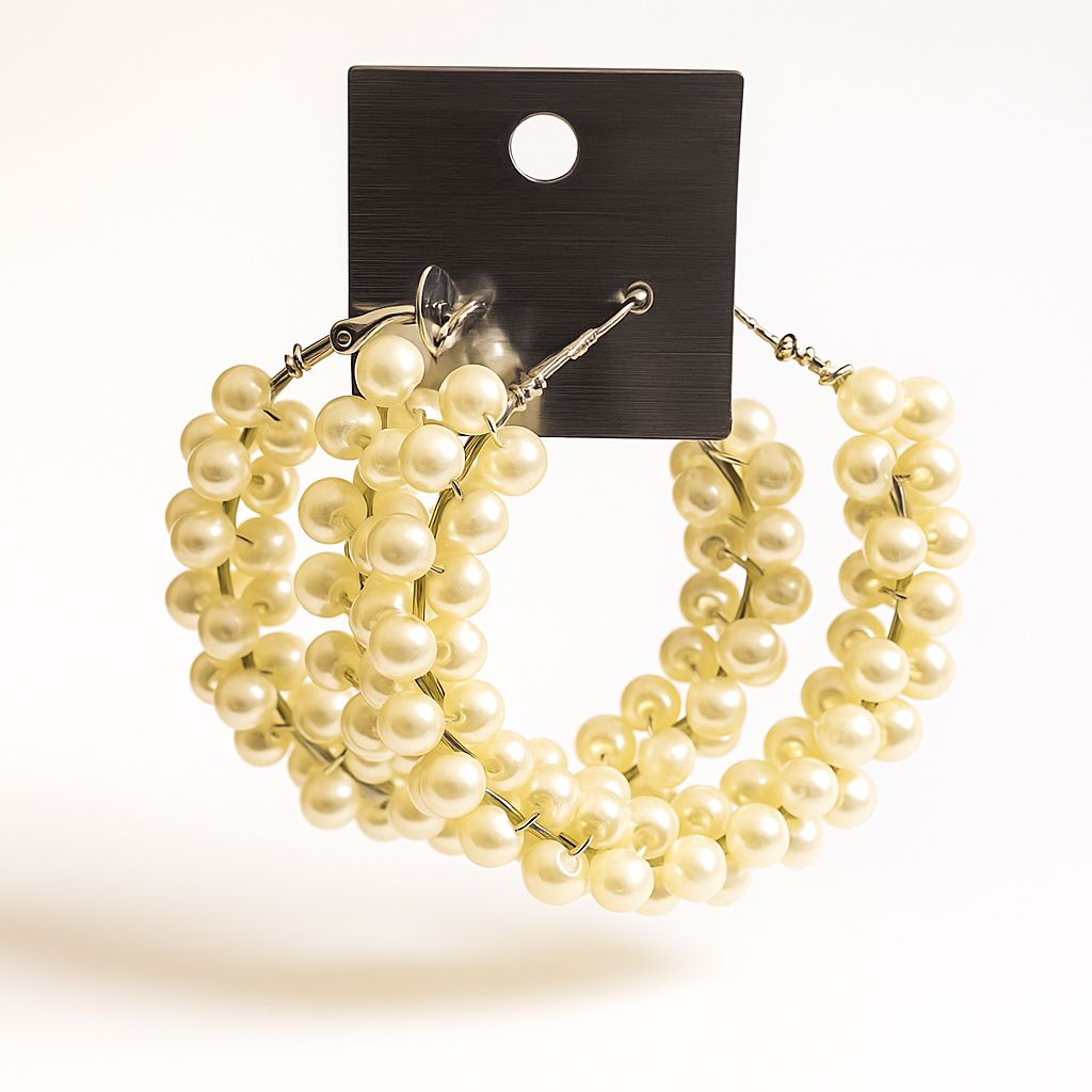 Elegant Pearl Beaded Hoop Earrings - Navya Jewelry