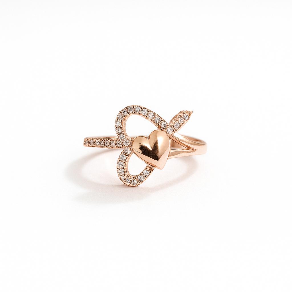 Rose Gold Heart Ring - Navya Jewelry