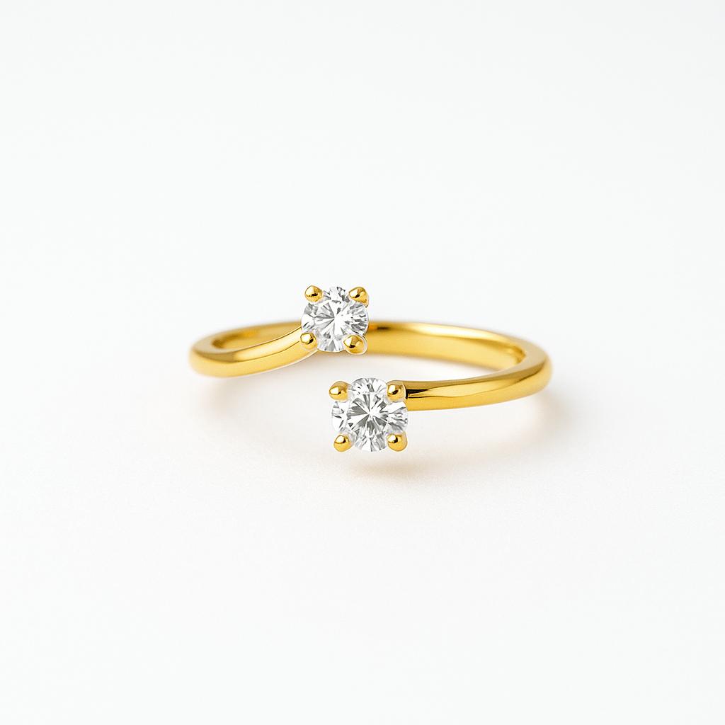 Silver Rose gold Rings Set of 2 - Navya Jewelry