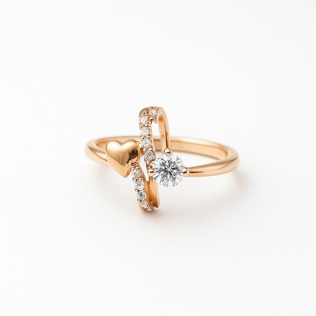 Rose Gold Combo Rings Set 12 - Navya Jewelry