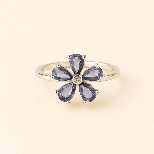 Elegant Purple Floral Fashion Ring – Artificial Jewelry &amp; Imitation Jewelry - Navya Jewelry
