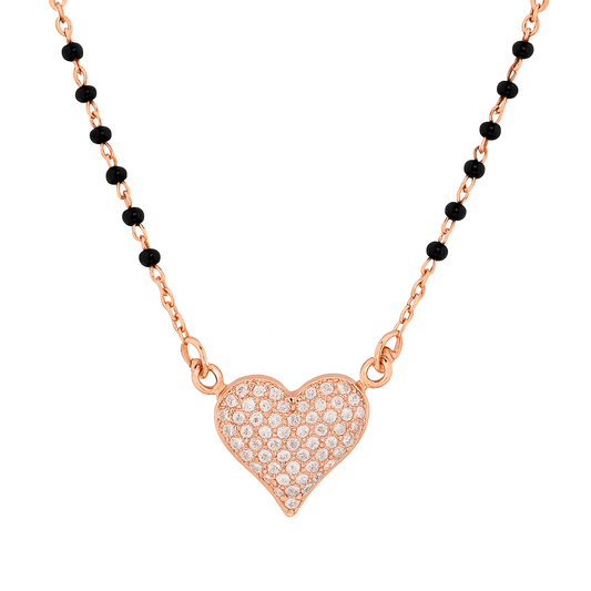 Elegant Rose Gold Mangalsutra for Women | Daily Wear CZ Diamond Mangalsutra Pendant with Black Beads | Stylish Fashion Jewelry for Gifting & Special Occasions - Navya Jewelry