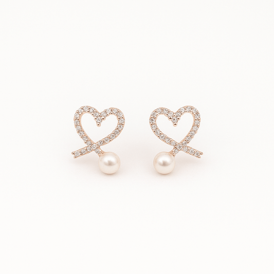 Rose Gold Designer Stud Earrings - Navya Jewelry