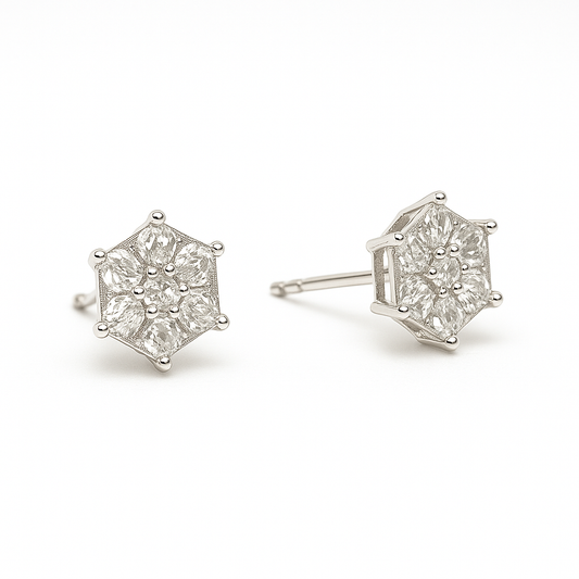 Hexagon Crystal Stud Earrings