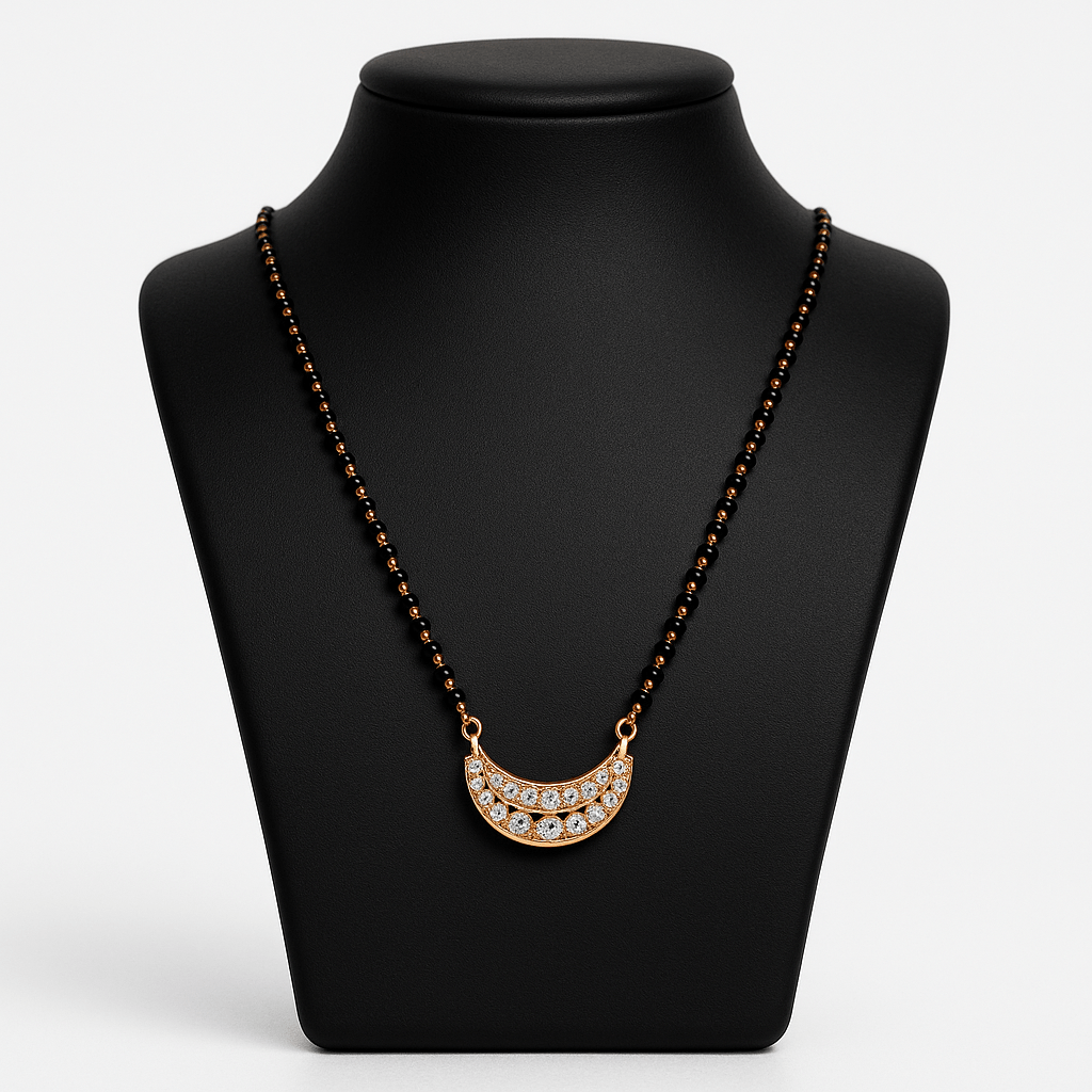Rose Gold Mangalsutra with Black beads - Navya Jewelry