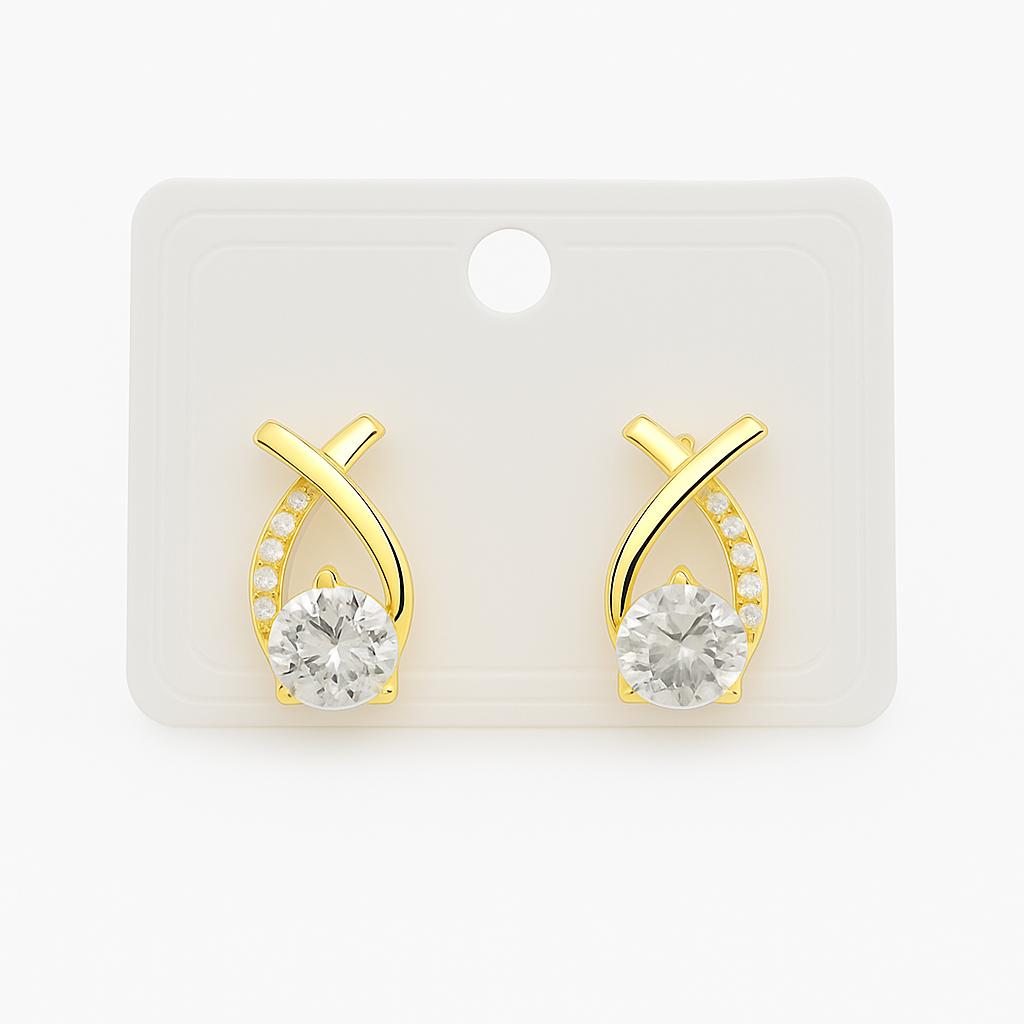 Elegant Gold - Plated Crystal X - Design Stud Earrings - Navya Jewelry