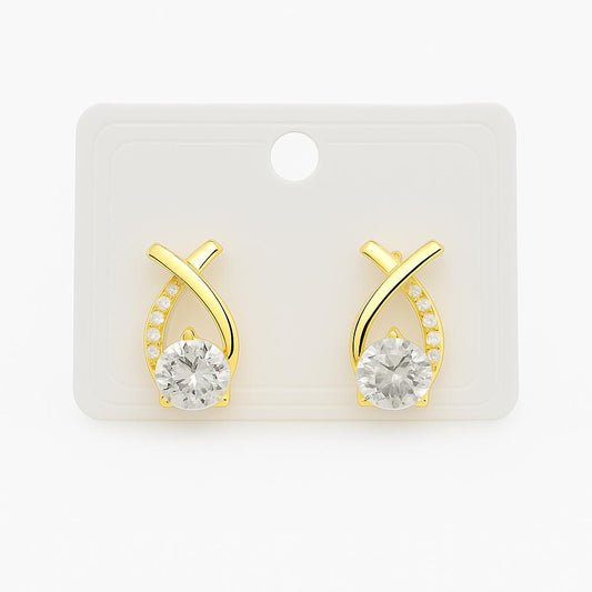 Elegant Gold - Plated Crystal X - Design Stud Earrings - Navya Jewelry