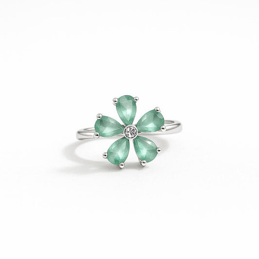 Elegant Green Floral Fashion Ring – Artificial Imitation Jewelry for Women - Navya Jewelry