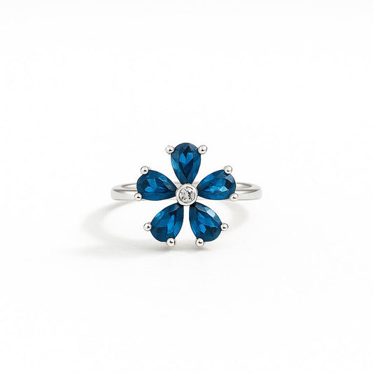 Stylish Blue Floral Fashion Ring – Artificial Imitation Jewelry for Women - Navya Jewelry