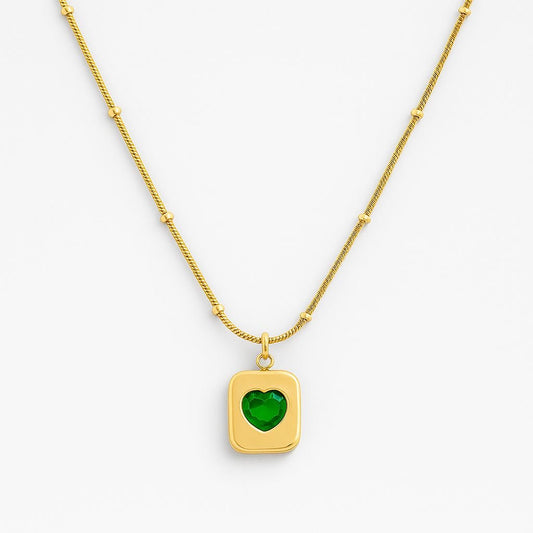 Elegant Green Stone Pendant Gold Necklace | Anti - Tarnish Necklace for Women - Navya Jewelry