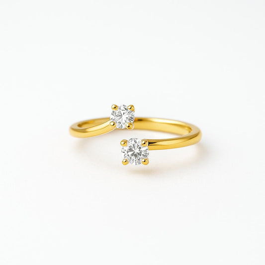 Silver Rose gold Rings Set of 2 - Navya Jewelry