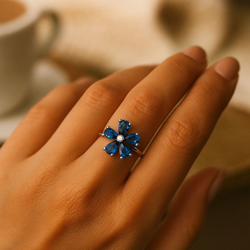 Elegant Purple Floral Fashion Ring – Artificial Jewelry &amp; Imitation Jewelry - Navya Jewelry